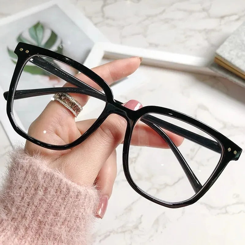 Anti-blue Light Glasses with Regular Eyeglass Frame Finished Retro Flat Light Frame