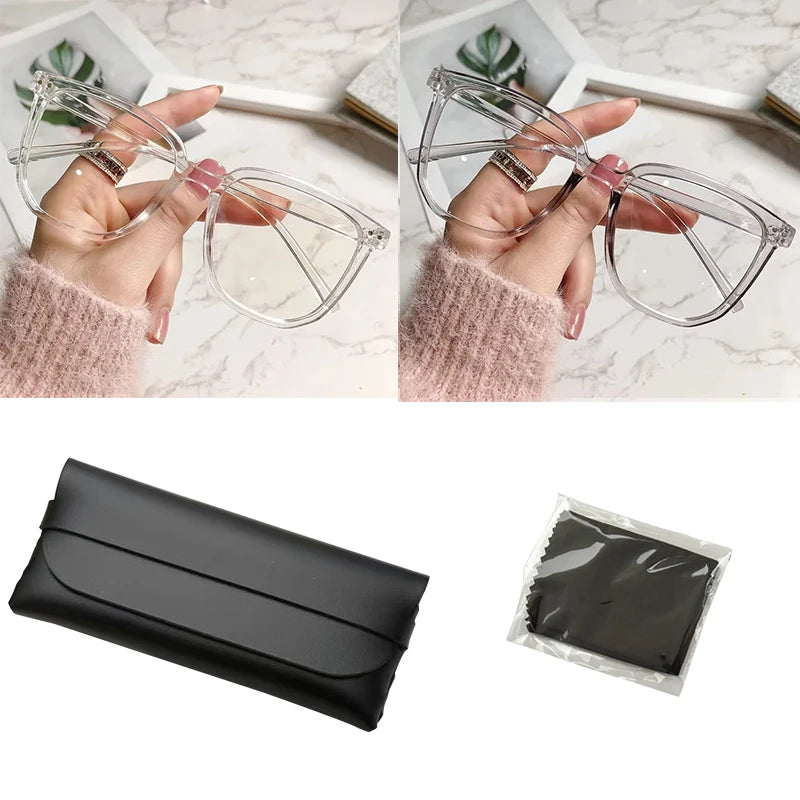 Anti-blue Light Glasses with Regular Eyeglass Frame Finished Retro Flat Light Frame