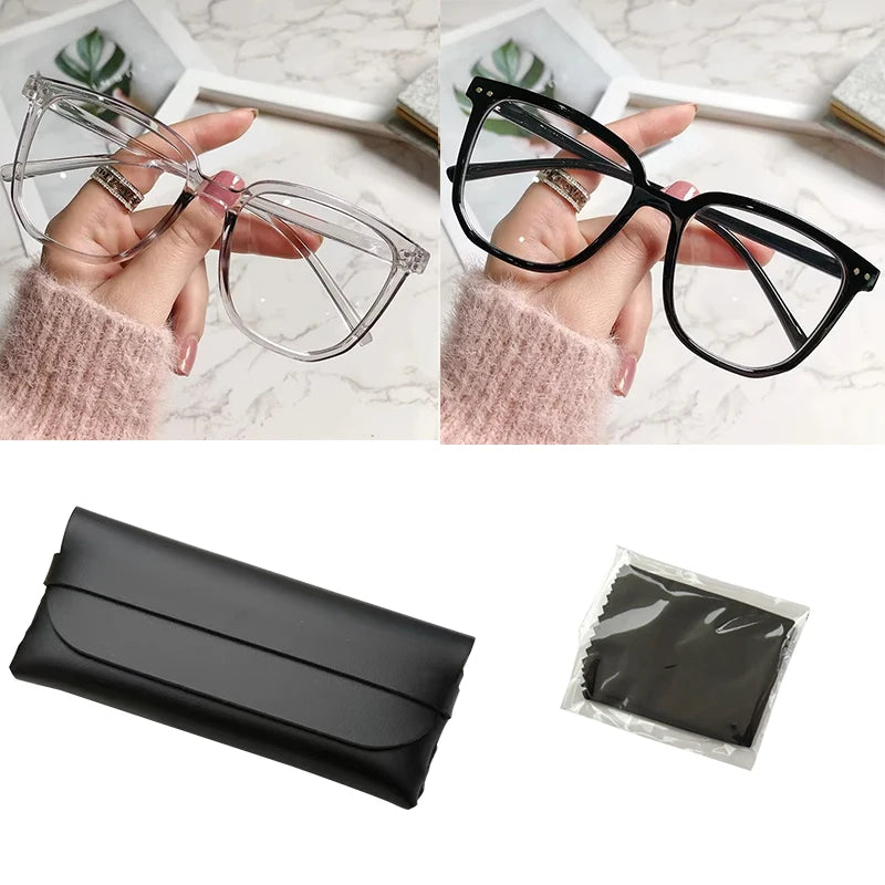 Anti-blue Light Glasses with Regular Eyeglass Frame Finished Retro Flat Light Frame