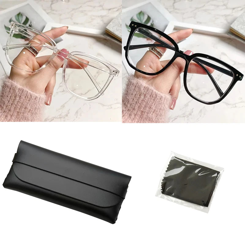 Anti-blue Light Glasses with Regular Eyeglass Frame Finished Retro Flat Light Frame